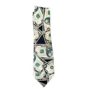 Dollar Bill Stock Money Novelty Neck tie J‎ international Green Ben Franklin